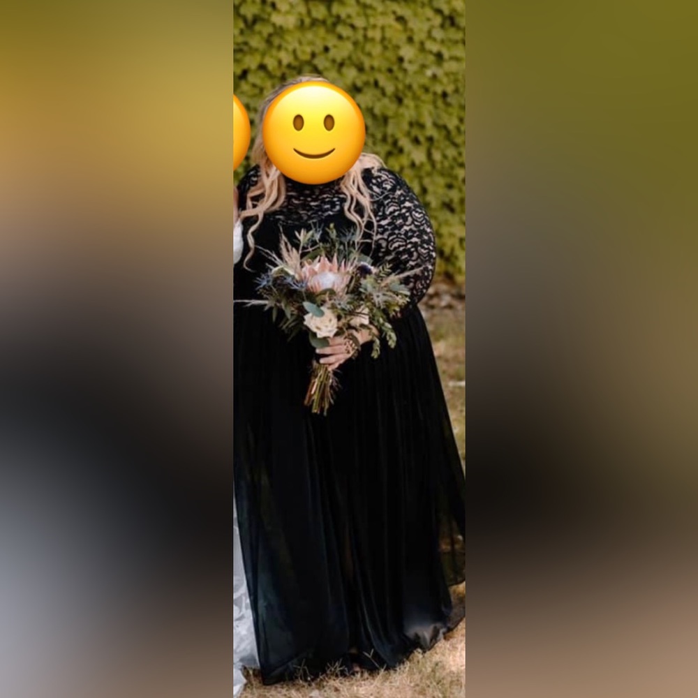 Black David’s bridal bridesmaid dress!